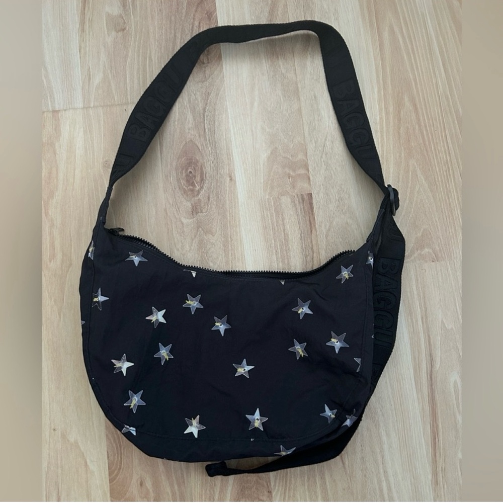 Star Patterned Black Baggu Shoulder Bag